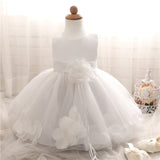 Baby Girls White Baptism Dress Newborn Princess Birthday Wear Toddler Flower Christening Ball Gown Kids Dresses for Girls 12 24M