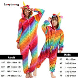Boy Girl Pajamas Unicorn Winter Women Pajamas Cartoon Animal Pegasus Onesie Kigurumi Pyjamas Kids Hooded Baby Sleepwear Jumpsuit