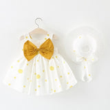Baby Dress Big Bow with Hat Sleeveless Princess Baby Girl Dress Party Clothing 3 Color For 2-6Y Christening Gown Girl Dress