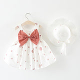 Baby Dress Big Bow with Hat Sleeveless Princess Baby Girl Dress Party Clothing 3 Color For 2-6Y Christening Gown Girl Dress