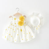 Baby Dress Big Bow with Hat Sleeveless Princess Baby Girl Dress Party Clothing 3 Color For 2-6Y Christening Gown Girl Dress