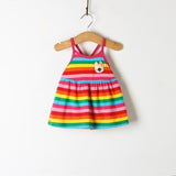 2018 Summer Hot Sale New Baby Girls Colorful multicolored rainbow rabbit applique dress Children's  Baby casual dress 1-6Y