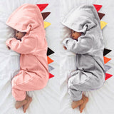 3D Dinosaur Costume Solid pink gray Rompers warm spring autumn cotton 2019 spring rompers Newborn Cotton tracksuit A1