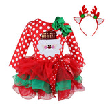 24M Christmas Gift Girls Dress Santa Claus Reindeer Party Costume Baby Girl Winter Snowman Red New Year Girl Children Clothing