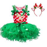 24M Christmas Gift Girls Dress Santa Claus Reindeer Party Costume Baby Girl Winter Snowman Red New Year Girl Children Clothing