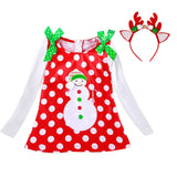 24M Christmas Gift Girls Dress Santa Claus Reindeer Party Costume Baby Girl Winter Snowman Red New Year Girl Children Clothing