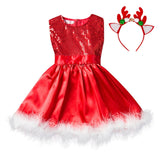 24M Christmas Gift Girls Dress Santa Claus Reindeer Party Costume Baby Girl Winter Snowman Red New Year Girl Children Clothing