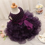 Cute Girl Infant Party Dress For 1 Year Baby Girl Birthday Frock Toddler Girl Christening Gown Baby Purple Dresses For Baptism