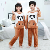 Kids Flannel Pajamas winter christmas pyjamas for children thick warm Long Sleeve Cute Sleepwear Set Girls Boys Casual home suit
