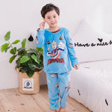 Kids Flannel Pajamas winter christmas pyjamas for children thick warm Long Sleeve Cute Sleepwear Set Girls Boys Casual home suit
