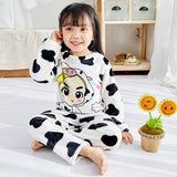 Kids Flannel Pajamas winter christmas pyjamas for children thick warm Long Sleeve Cute Sleepwear Set Girls Boys Casual home suit