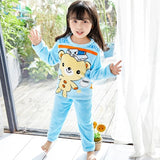 Kids Flannel Pajamas winter christmas pyjamas for children thick warm Long Sleeve Cute Sleepwear Set Girls Boys Casual home suit