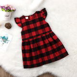 Princess Baby Girls Newborn Toddler Cotton Plaid Sleeveless Mini Dress Kids Summer Party Wedding Xmas Dresses Sundress Dresses