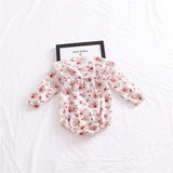 2018 New Fashion Newborn Baby Ropmer Floral Long Sleeve Baby Girl Clothes Cotton Outfits Baby Shower Rompers with Bow