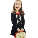 Autumn Winter Baby Girls Clothing Long-Sleeved Fake 2 Piece Dress Fashion Dress With Bowknot Kids Dresses Children Clothing