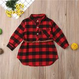 0-5T Christmas Toddler Newborn Kids Baby Girls Dress Red Plaid Cotton Princess Party Long Sleeve Dress Clothes Girl