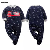 Footed Newborn Baby Rompers Pjms 2019 Fall Winter Fleece Warm Little Brother All Star Baby Pajamas Infant jumpsuits Sleepwear