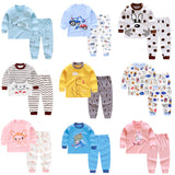 Children Casual Pajamas Clothing Set Boys & Girls Cartoon Sleepwear Suit Sets Kids Long-sleeved+Pant 2-Piece Cotton Pajamas Sets