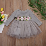 1PC Flower Girls Autumn Winter Knitted Dresses Cute Infant Baby Girl Long Sleeve Pink White White Tutu Ball Gown Dress 0-3Y
