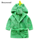 Winter Warm Flannel Children's Bathrobes Cute Cartoon Animal Cosplay Pajamas Bath Robe Sleepwear for 2-6 Years Old Baby Kids