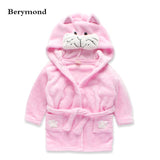 Winter Warm Flannel Children's Bathrobes Cute Cartoon Animal Cosplay Pajamas Bath Robe Sleepwear for 2-6 Years Old Baby Kids