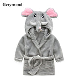 Winter Warm Flannel Children's Bathrobes Cute Cartoon Animal Cosplay Pajamas Bath Robe Sleepwear for 2-6 Years Old Baby Kids