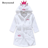 Winter Warm Flannel Children's Bathrobes Cute Cartoon Animal Cosplay Pajamas Bath Robe Sleepwear for 2-6 Years Old Baby Kids