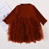Baby Dresses For Girls Autumn Winter Long Sleeved Knit princess dress Lotus Leaf Collar Pocket Doll Dress Girls Baby Clothing