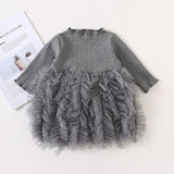 Baby Dresses For Girls Autumn Winter Long Sleeved Knit princess dress Lotus Leaf Collar Pocket Doll Dress Girls Baby Clothing