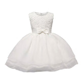 Baby Girls White Baptism Dress Newborn Princess Birthday Wear Toddler Flower Christening Ball Gown Kids Dresses for Girls 12 24M