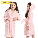 Children Flannel Bathrobe Kids Girl Coral Fleece Pajamas Sleepwear Baby Winter Hooded Towel Robes Toddler Pyjamas Warm Nightgown