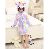 Retail Baby Animal Bathrobe For Boys Girls Home Clothes Unicorn Pattern Hooded Towel Beach Kids Sleepwear Children Clothes YUPAO
