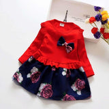 12M-4T baby spring Girl Dress Christmas Party Dresses Kids Girls Floral Clothes Children Girl birthday Dress bow clothing infant