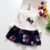 12M-4T baby spring Girl Dress Christmas Party Dresses Kids Girls Floral Clothes Children Girl birthday Dress bow clothing infant