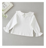 Newborn Baby Boy White T Shirt Infant Kids Girls Long Sleeved Cotton Blouse Tops Tee Shirts Baby White Ruffle Toddler Colthes