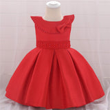 NewBorn Beaded Pleated Tutu Baby Girls Dresses Lovely Party Birthday Princess Dress Girls Baptism Evening Summer Dress L1905XZ