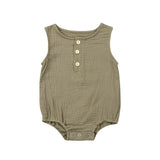 0-24M Newborn Cotton Linen Romper Baby Boy Girl Sleeveless Solid Romper Infant Toddler Outfit Sunsuit Clothes