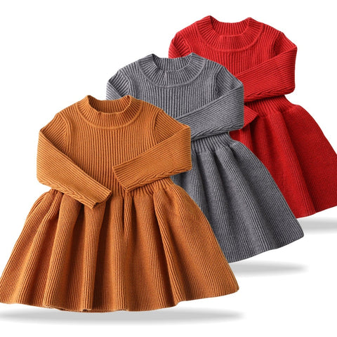 Newborn Baby Party Dress 2019 Autumn Winter Dresses For Baby Girls Knitting Baptism Princess Dress Infant 1 Year Birthday Dress