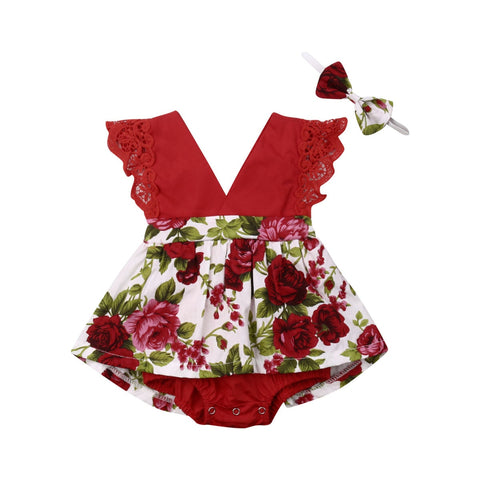 Newborn Baby Girls Romper Flower Infant Girl Clothing Lace Floral Ruffles Jumpsuit Playsuit Baby Girls Summer Costumes