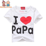 Boys Girls T-Shirt  Short Sleeve Tops  Simple Letter Love Mom and Dad Baby Cotton Long  Sleeved T-shirt suit 80-110