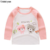 Brand Unini-yun Baby Girls Autumn and Spring T Shirt Girl Cute Cotton T-Shirt Kids Letter Bear print Tee Tops 2018 New Arrival