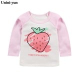 Brand Unini-yun Baby Girls Autumn and Spring T Shirt Girl Cute Cotton T-Shirt Kids Letter Bear print Tee Tops 2018 New Arrival