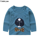 Brand Unini-yun Baby Girls Autumn and Spring T Shirt Girl Cute Cotton T-Shirt Kids Letter Bear print Tee Tops 2018 New Arrival