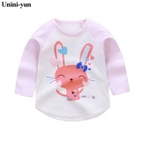 Brand Unini-yun Baby Girls Autumn and Spring T Shirt Girl Cute Cotton T-Shirt Kids Letter Bear print Tee Tops 2018 New Arrival