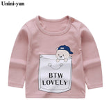 Brand Unini-yun Baby Girls Autumn and Spring T Shirt Girl Cute Cotton T-Shirt Kids Letter Bear print Tee Tops 2018 New Arrival