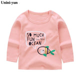 Brand Unini-yun Baby Girls Autumn and Spring T Shirt Girl Cute Cotton T-Shirt Kids Letter Bear print Tee Tops 2018 New Arrival