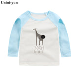 Brand Unini-yun Baby Girls Autumn and Spring T Shirt Girl Cute Cotton T-Shirt Kids Letter Bear print Tee Tops 2018 New Arrival