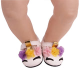 43 cm baby dolls clothes newborn Unicorn suit with shoes rainbow lace skirt dress Baby toys fit American 18 inch Girls doll f746