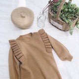 Baby Dresses For Girls Autumn Winter Long Sleeved Knit princess dress Lotus Leaf Collar Pocket Doll Dress Girls Baby Clothing