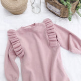 Baby Dresses For Girls Autumn Winter Long Sleeved Knit princess dress Lotus Leaf Collar Pocket Doll Dress Girls Baby Clothing